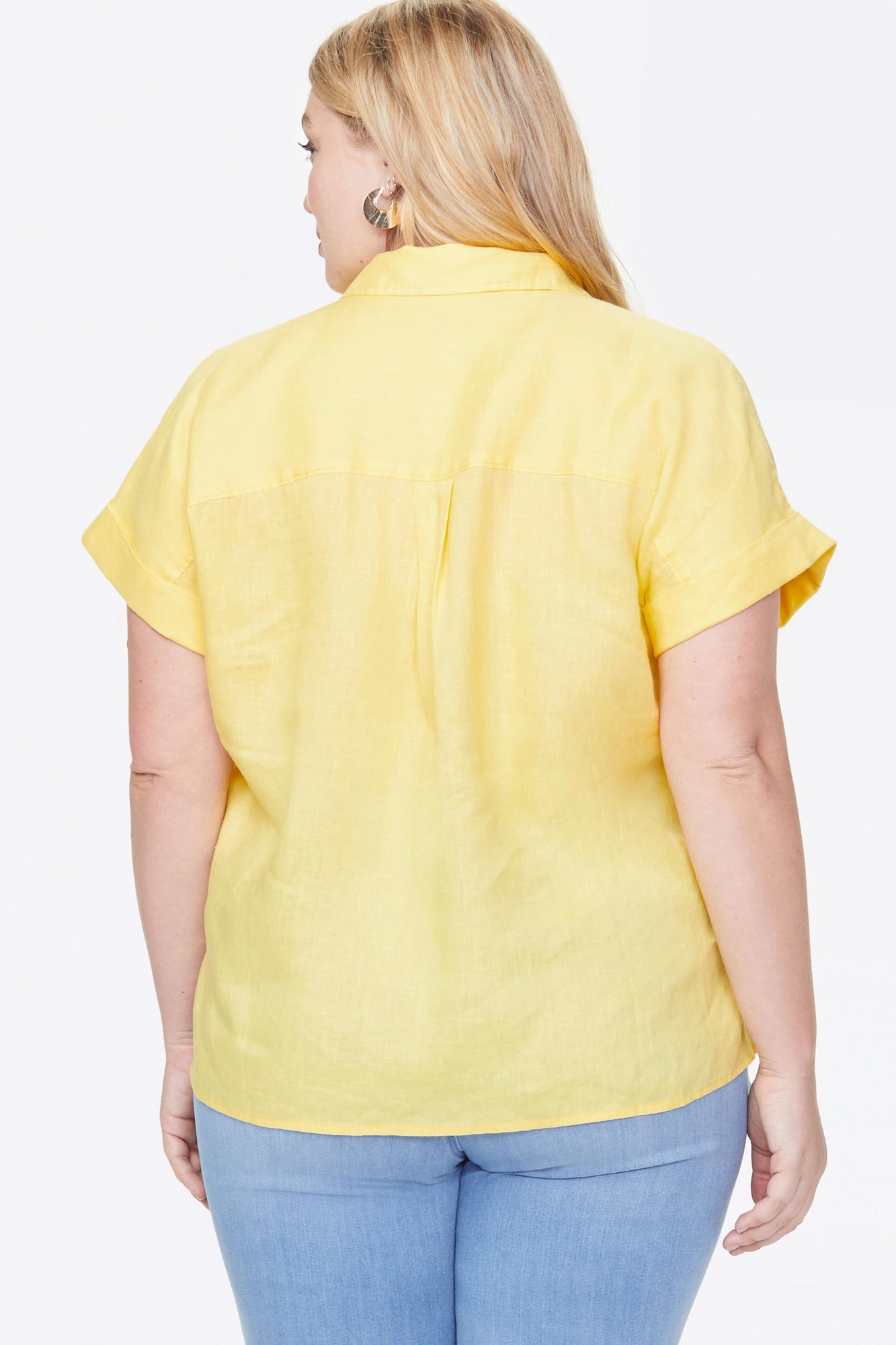 NYDJ Camp Shirt In Plus Size  - Sunshine