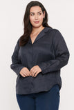 NYDJ Linen Blouse In Plus Size  - Oxford Navy