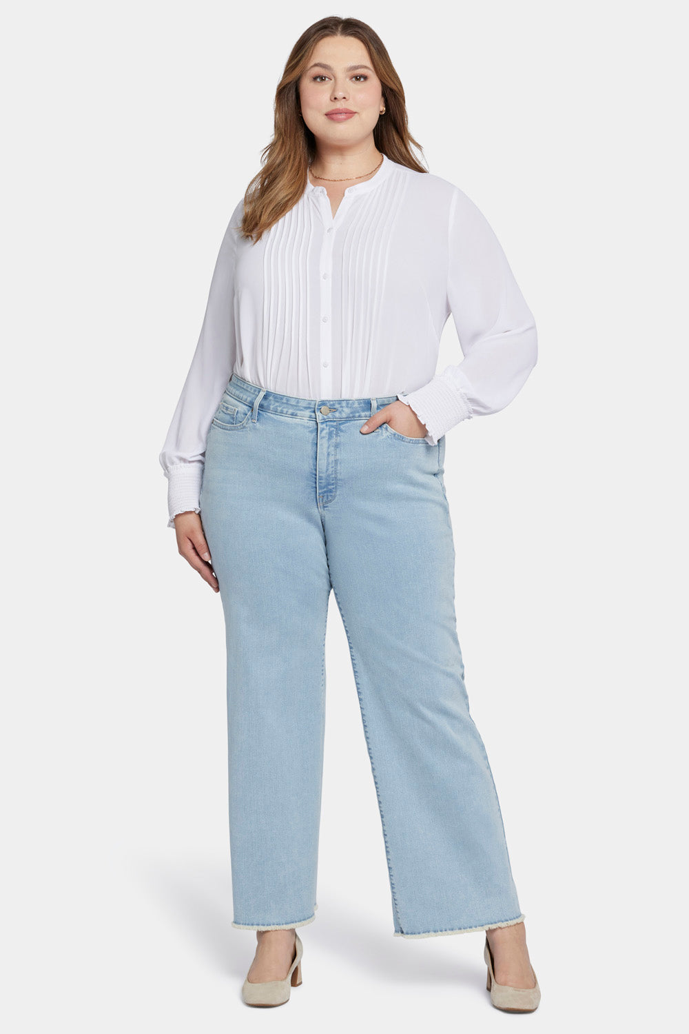 NYDJ Teresa Wide Leg Ankle Jeans In Plus Size With Frayed Hems - Westminster