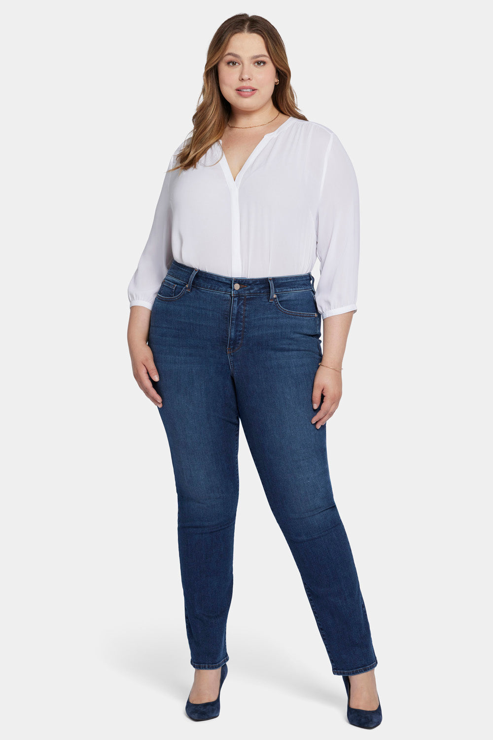 NYDJ Marilyn Straight Jeans In Plus Size With High Rise And 31
