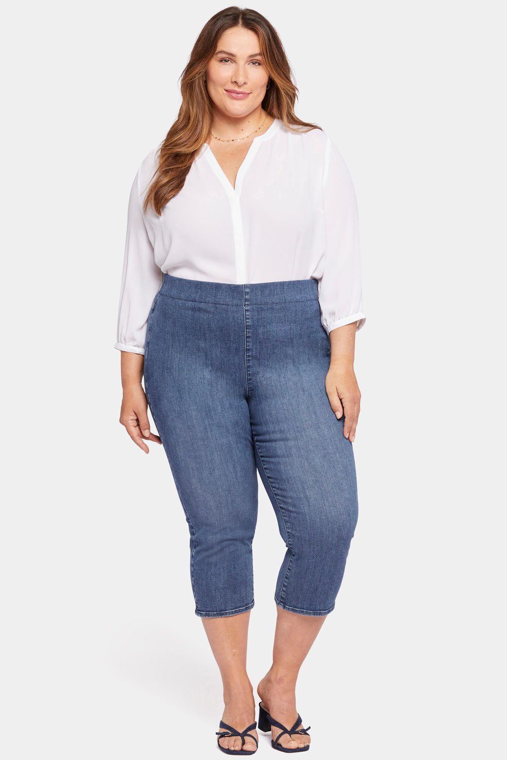 NYDJ Dakota Crop Pull-On Jeans In Plus Size In SpanSpring™ Denim With Side Slits - Caliente