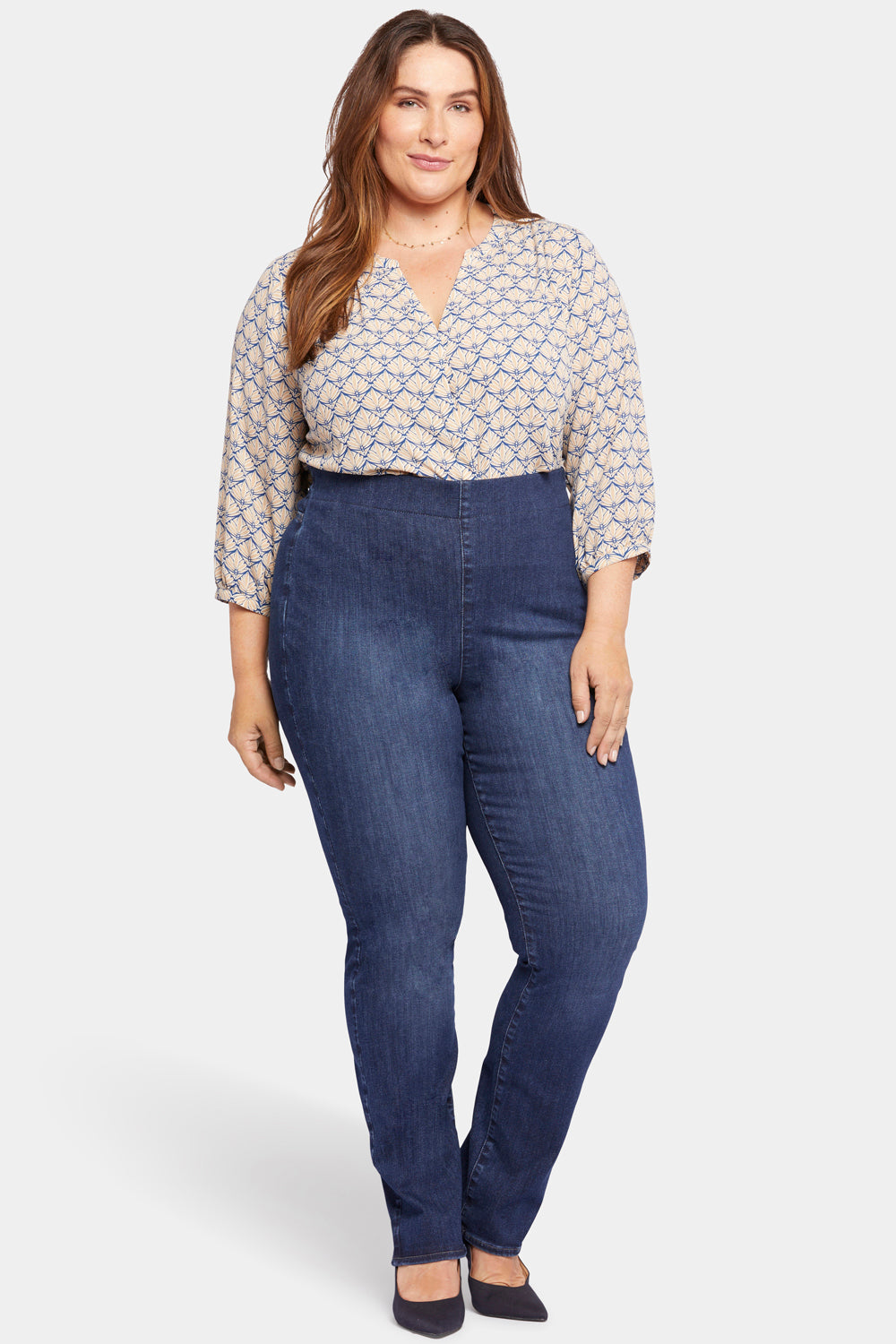 NYDJ Marilyn Straight Pull-On Jeans In Plus Size In SpanSpring™ Denim - Blue Star