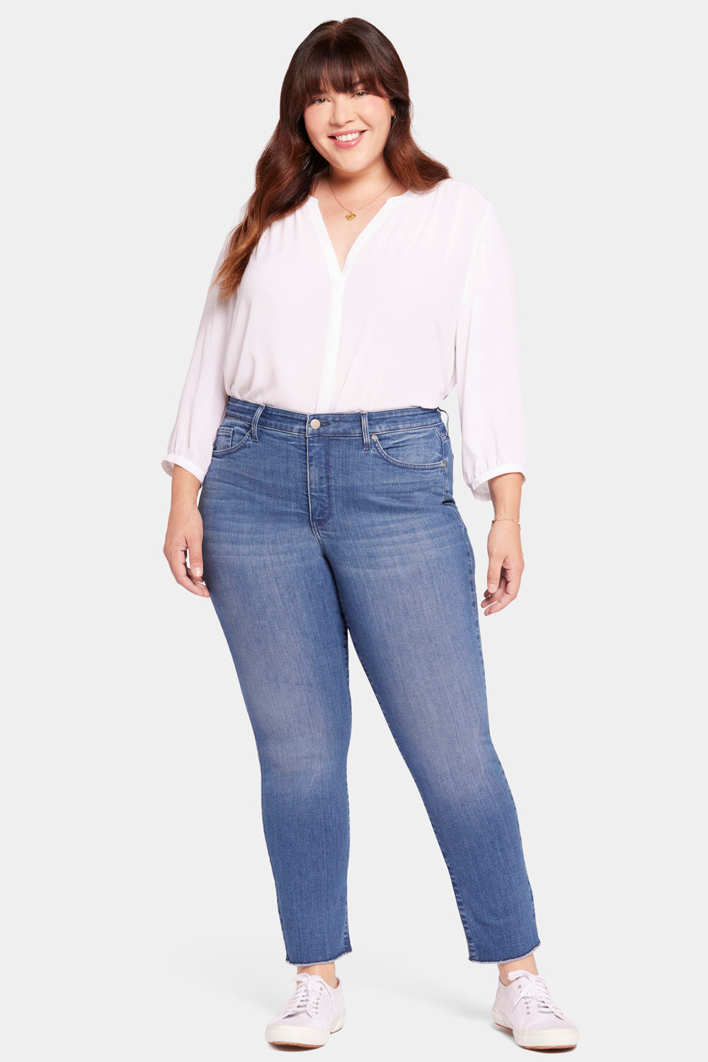 NYDJ Sheri Slim Ankle Jeans In Plus Size With Frayed Hems - Sweetbay