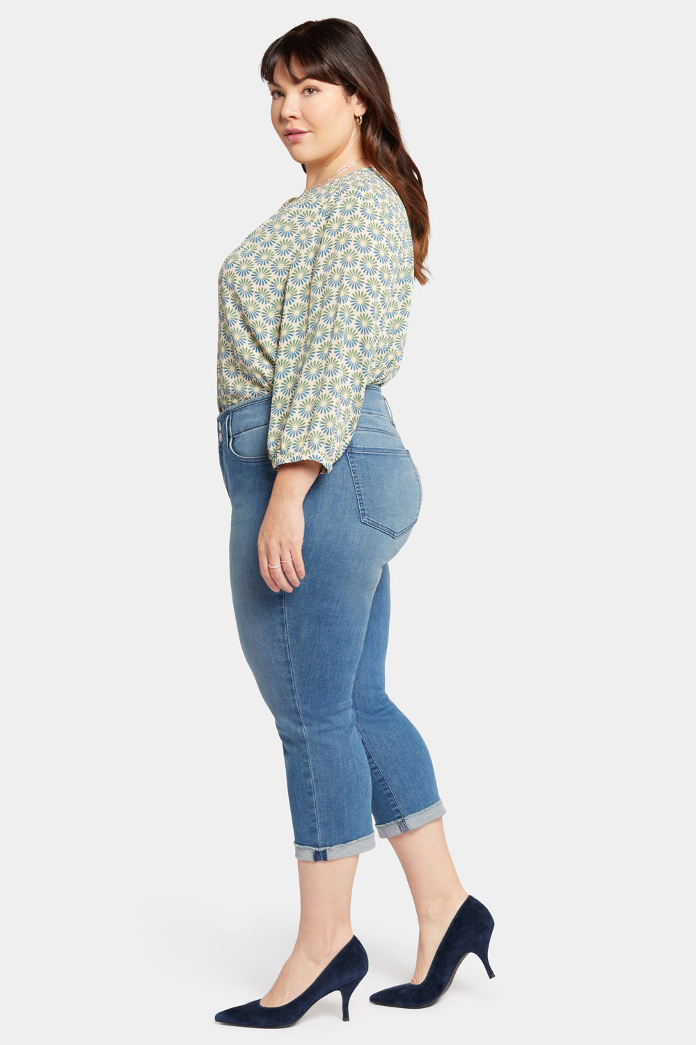 NYDJ Chloe Capri Jeans In Plus Size With Cuffs - Stargazer