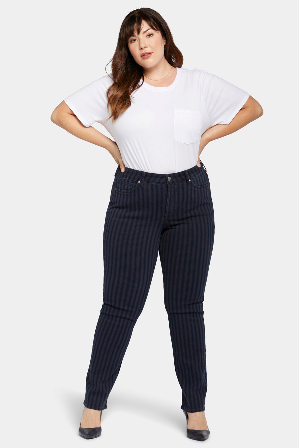 NYDJ Marilyn Straight Jeans In Plus Size  - Tahoe Stripe