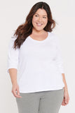 NYDJ Ribbed V-Neck Tee In Plus Size Forever Comfort™ Collection - Optic White