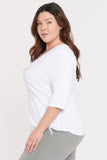 NYDJ Ribbed V-Neck Tee In Plus Size Forever Comfort™ Collection - Optic White