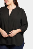 NYDJ Pintuck Blouse In Plus Size  - Black