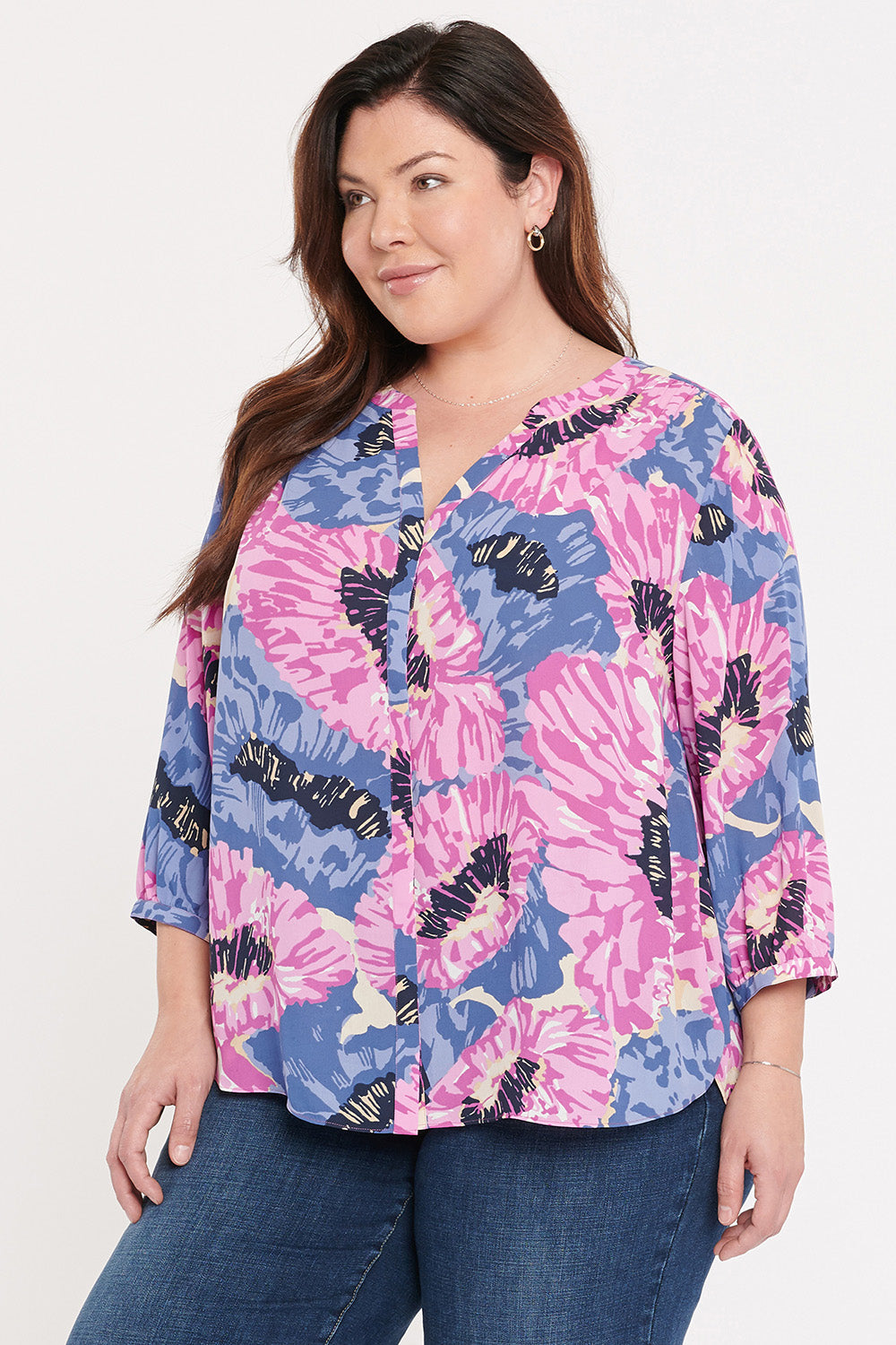 Pintuck Blouse In Plus Size - Cadiz Pink | NYDJ