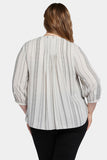 NYDJ Pintuck Blouse In Plus Size  - Sasha Stripe
