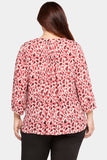 NYDJ Pintuck Blouse In Plus Size  - Avery Animal