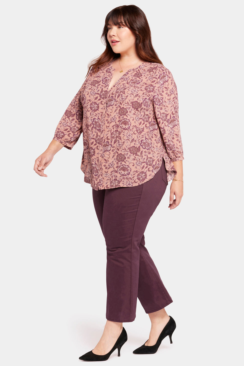 NYDJ Pintuck Blouse In Plus Size  - Viola Valley