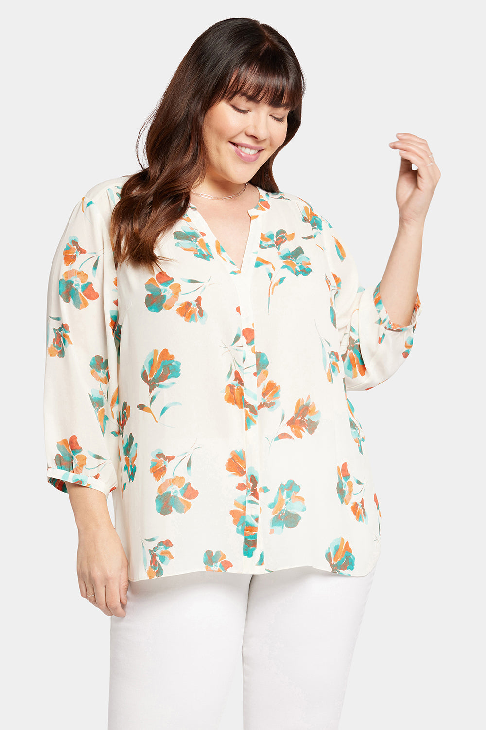 NYDJ Pintuck Blouse In Plus Size  - Dream Lily