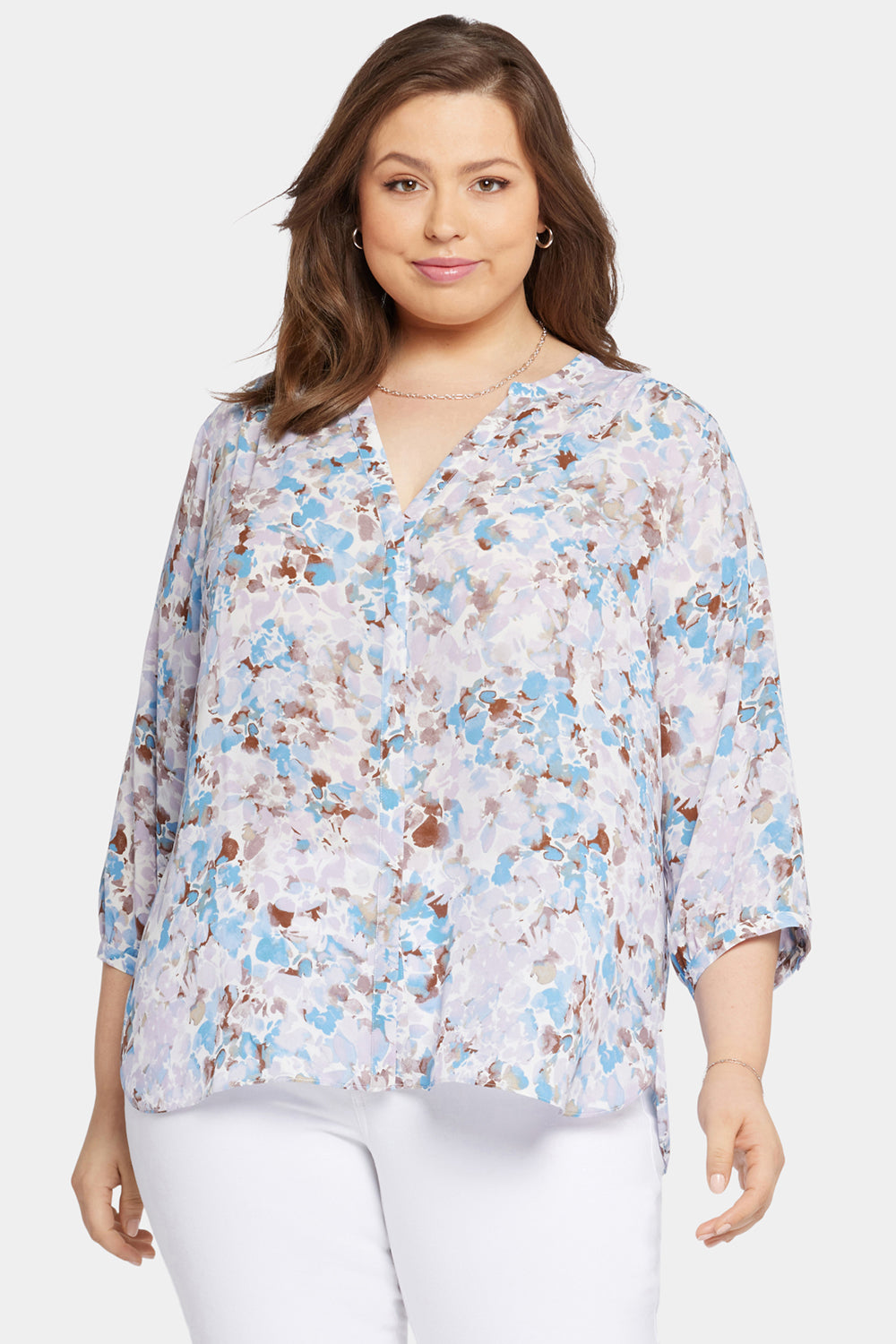 NYDJ Pintuck Blouse In Plus Size  - Becca Bouquet