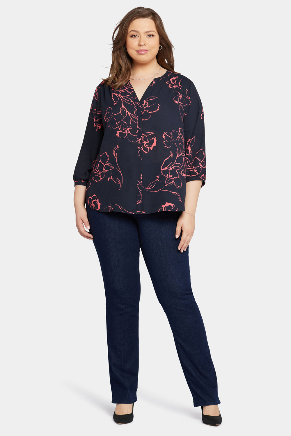 NYDJ Pintuck Blouse In Plus Size  - Blossombrook