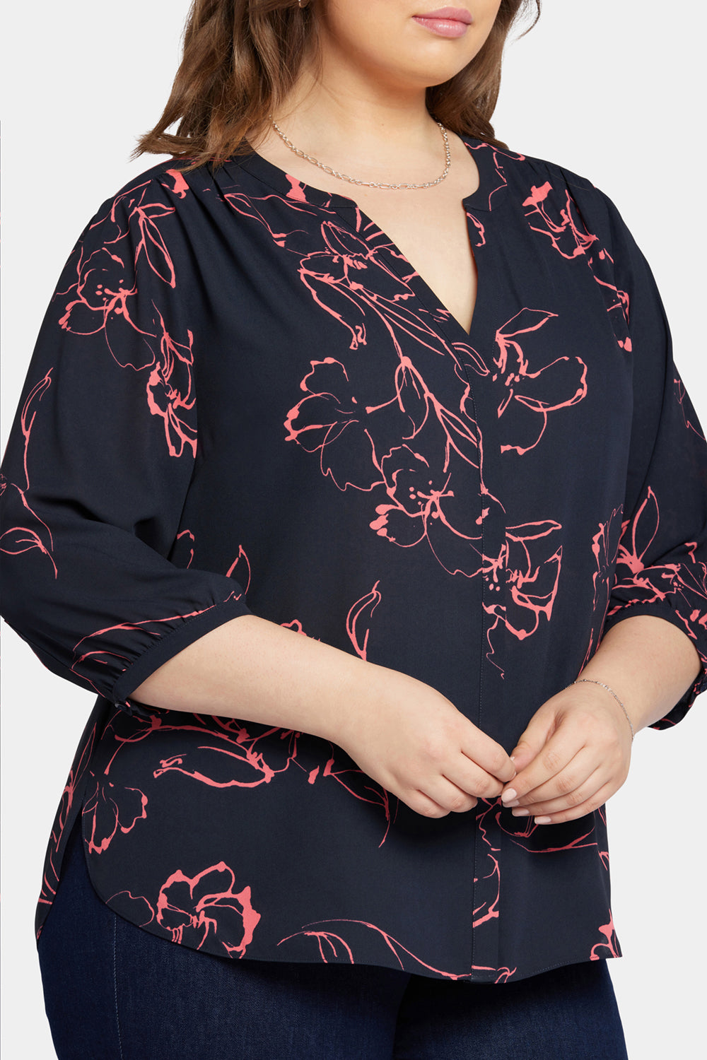 NYDJ Pintuck Blouse In Plus Size  - Blossombrook