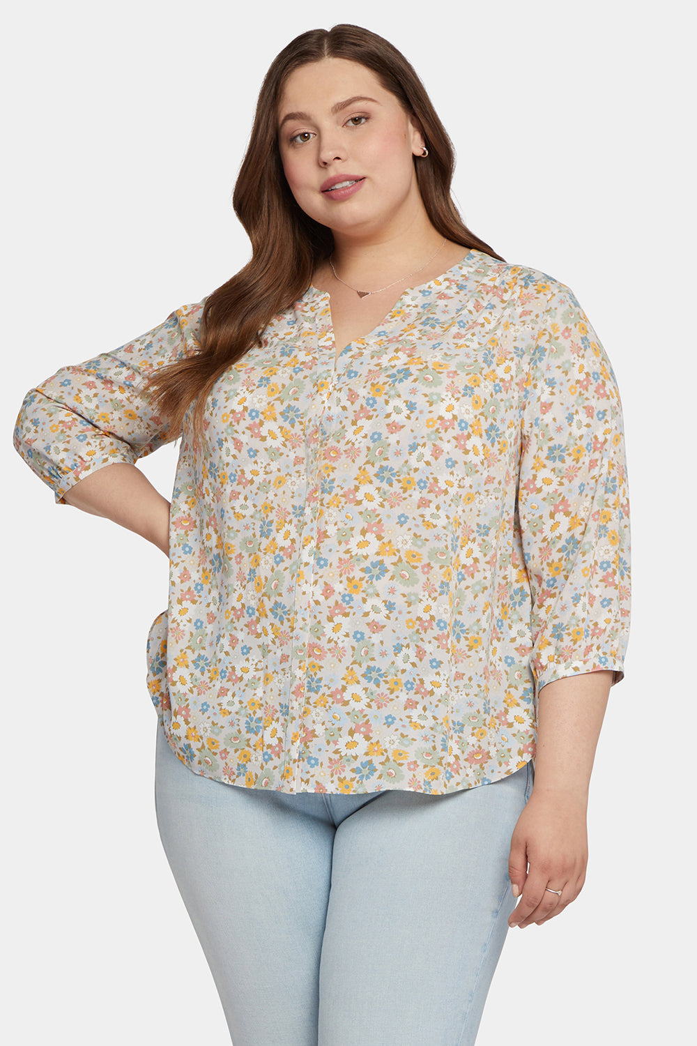 Pintuck Blouse In Plus Size - Angelonia Yellow | NYDJ