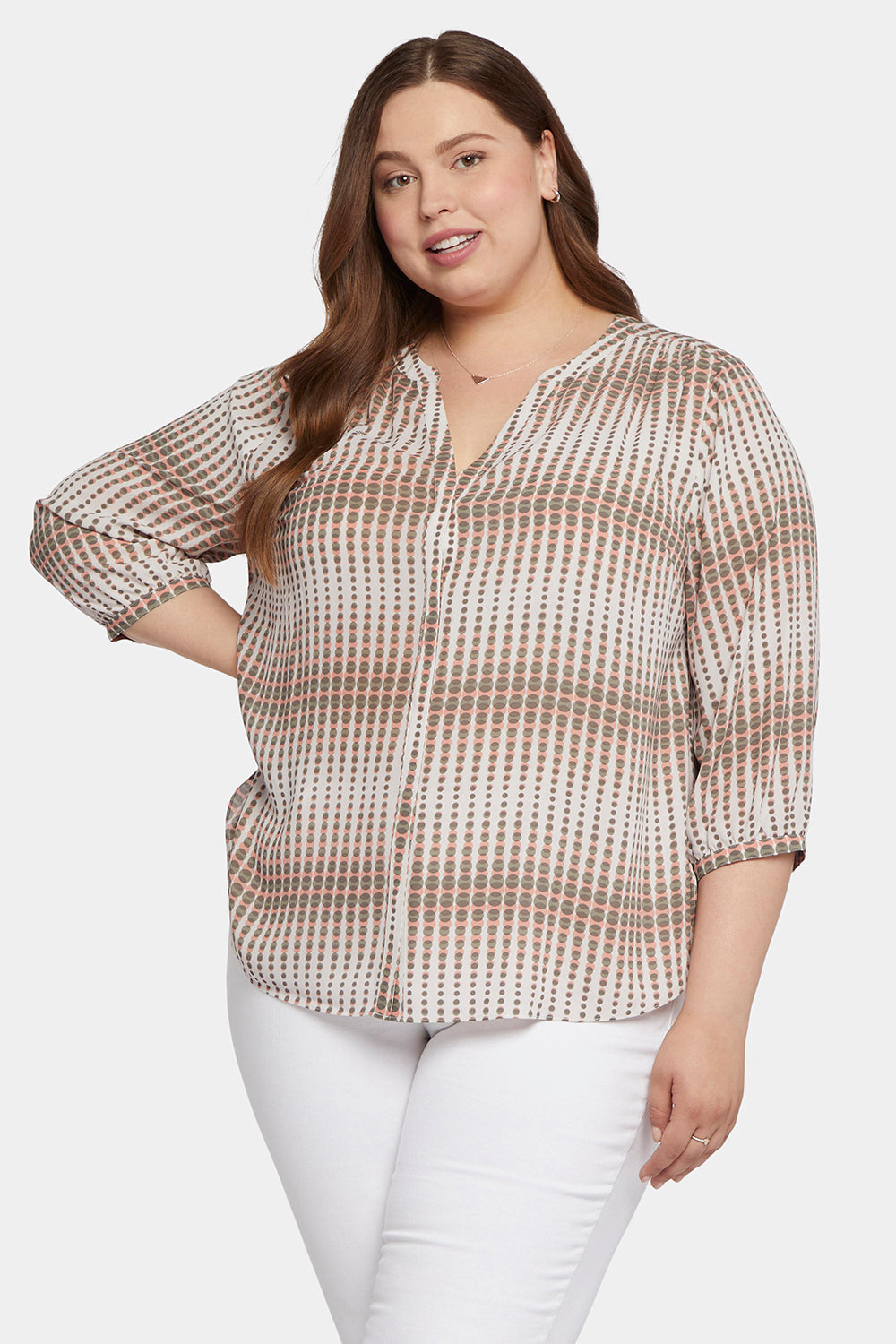 NYDJ Pintuck Blouse In Plus Size  - Desert Oracle