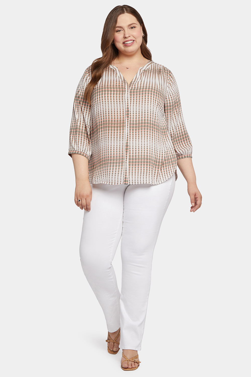 NYDJ Pintuck Blouse In Plus Size  - Desert Oracle