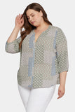 NYDJ Pintuck Blouse In Plus Size  - Demuth Geo