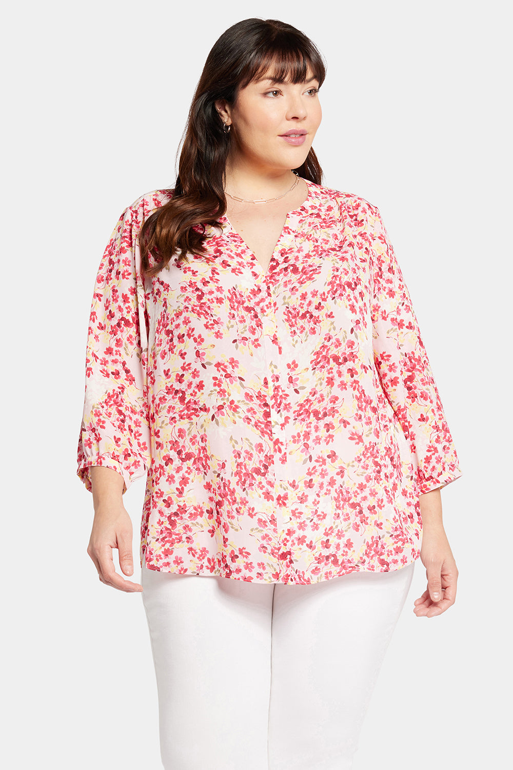 NYDJ Pintuck Blouse In Plus Size  - Summer Wind