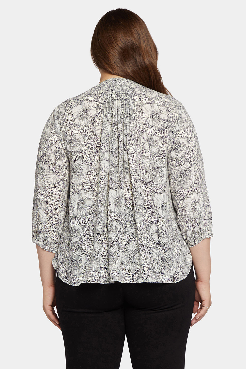 NYDJ Pintuck Blouse In Plus Size  - Inked Orchids Black