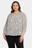 NYDJ Pintuck Blouse In Plus Size  - Inked Orchids Black