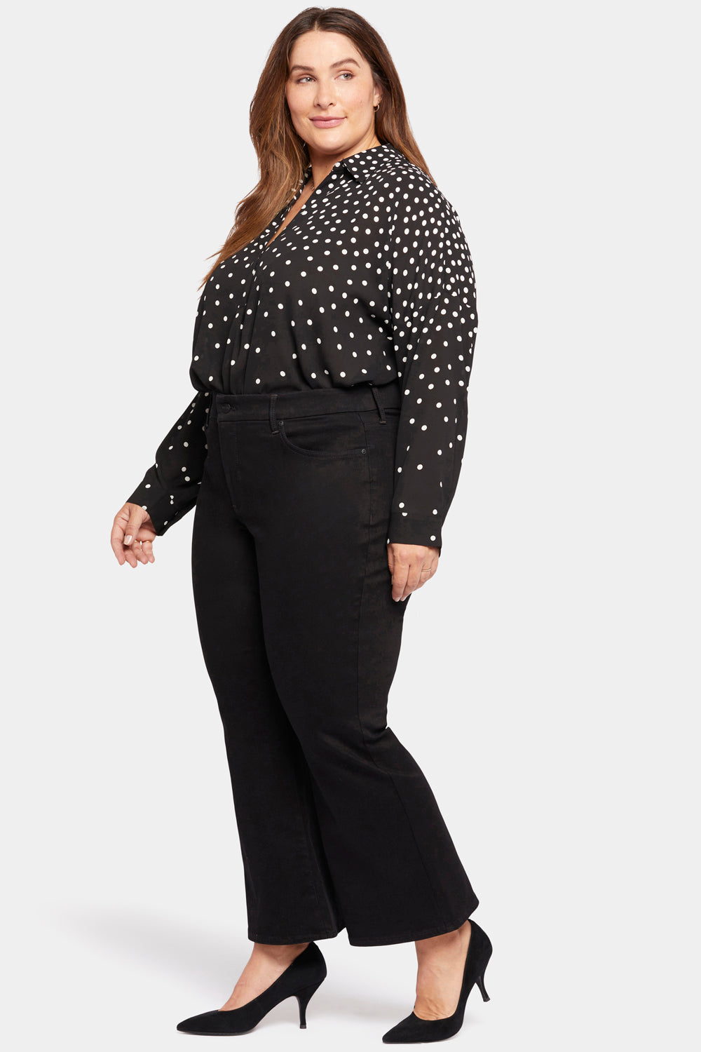 NYDJ Waist-Match™ Julia Relaxed Flared Jeans In Plus Size  - Black Rinse