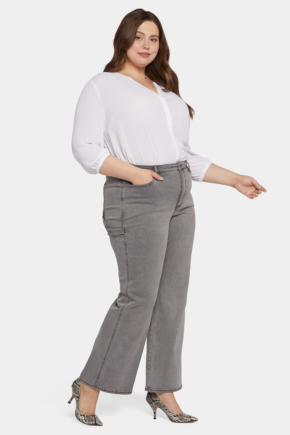 NYDJ Teresa Wide Leg Jeans In Plus Size With High Rise And Utility Detail - Palmas