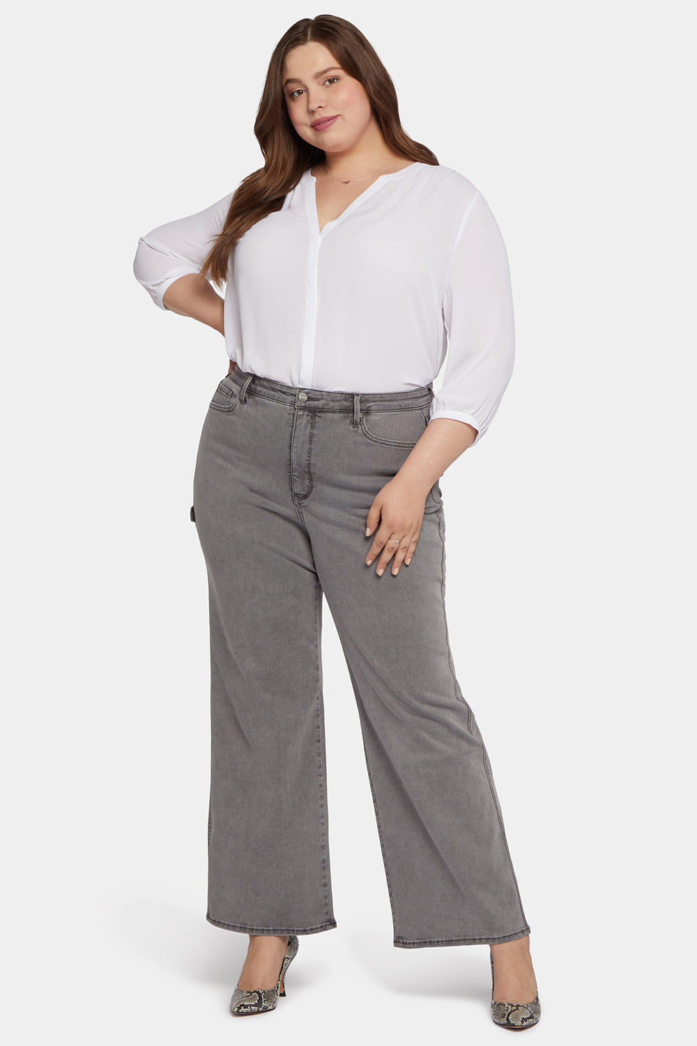 NYDJ Teresa Wide Leg Jeans In Plus Size With High Rise And Utility Detail - Palmas
