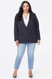 NYDJ Collarless Blazer Jacket In Plus Size In Stretch Sateen - Black