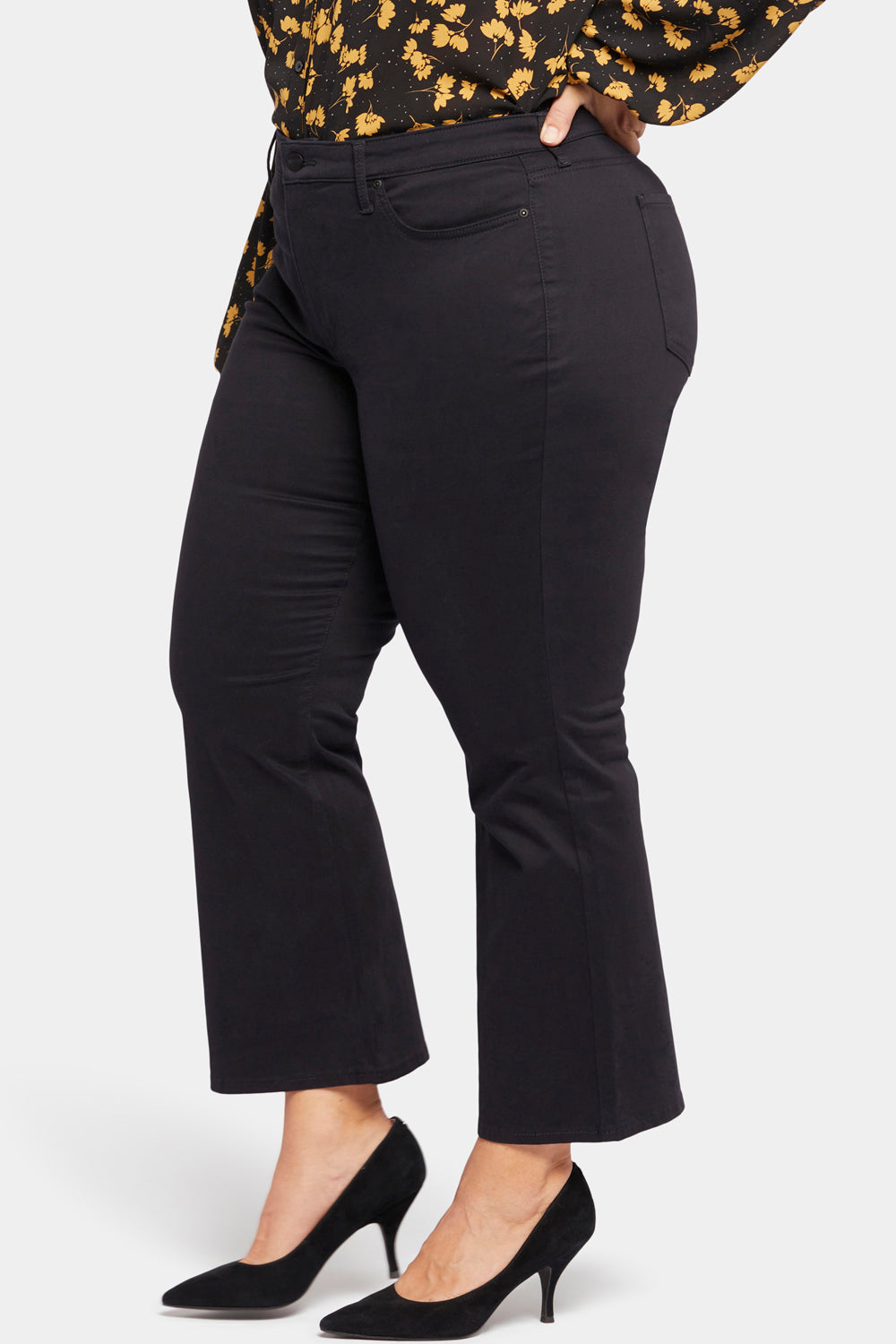 NYDJ Relaxed Flared Jeans In Plus Size In Stretch Sateen - Black Pearl