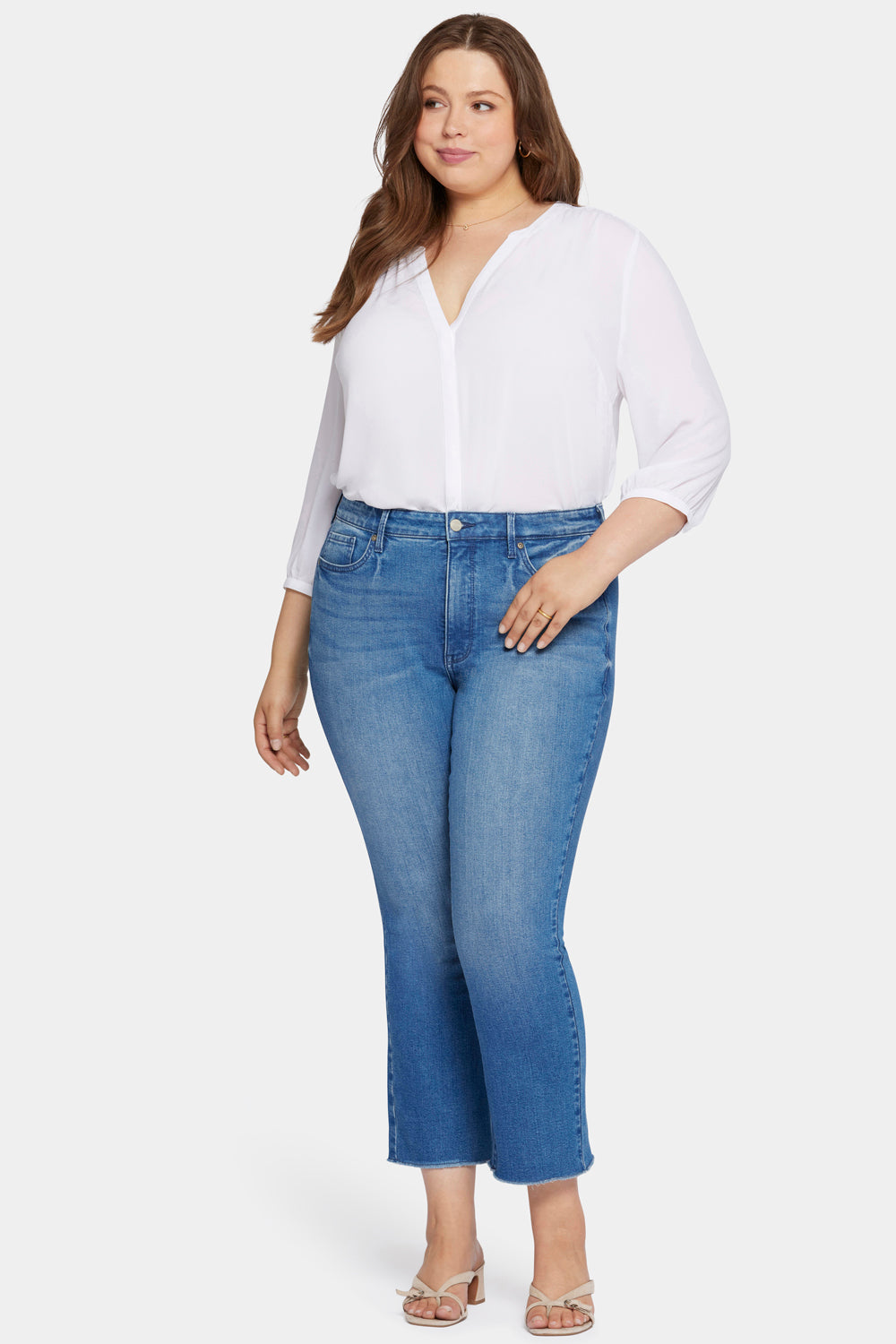 NYDJ Slim Bootcut Ankle Jeans In Plus Size With High Rise And Frayed Hems - Heartland