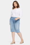 NYDJ Kristie 80s Bermuda Denim Shorts In Plus Size With Pressed Creases And Raw Hems - Afterglow