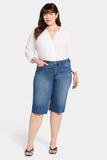 NYDJ Kristie 80s Bermuda Denim Shorts In Plus Size With Pressed Creases And Raw Hems - Windfall