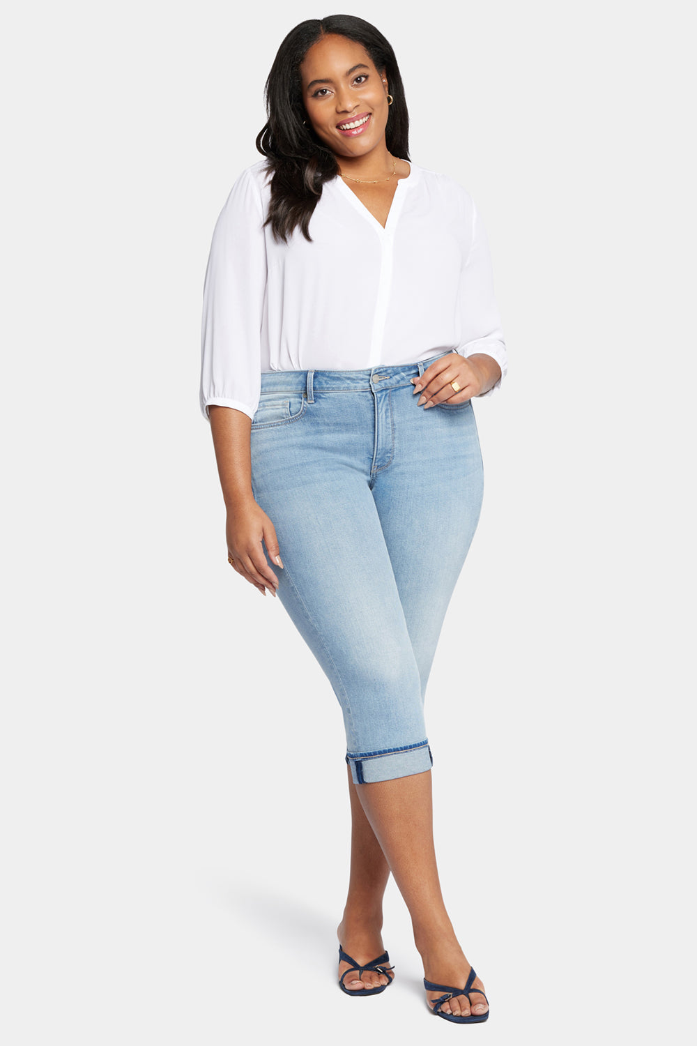 NYDJ Marilyn Straight Crop Jeans In Plus Size With Cuffs - Afterglow