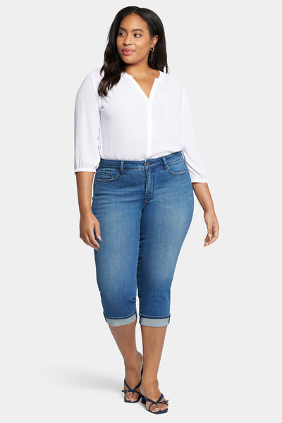 Marilyn Straight Crop Jeans In Plus Size With Cuffs - Windfall Blue | NYDJ