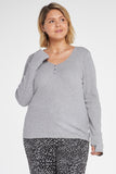 NYDJ Long Sleeved Henley In Plus Size Forever Comfort™ Collection - Heather Grey