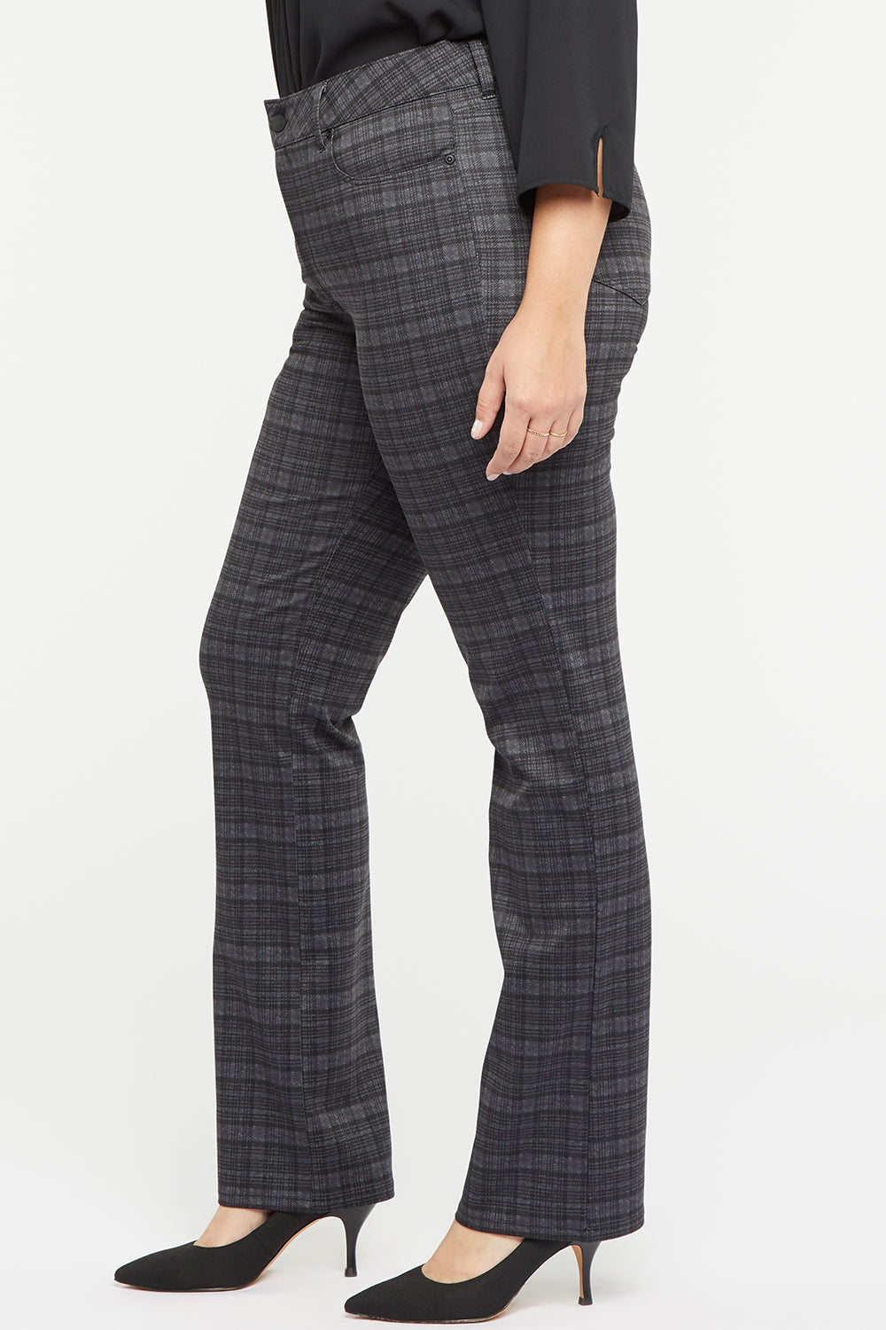 Marilyn Straight Pants In Plus Size In Ponte Knit - Hudson Plaid Grey ...