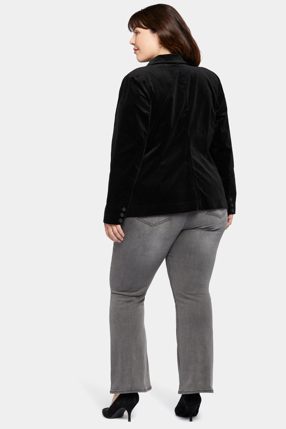 NYDJ Classic Blazer Jacket In Plus Size In Velveteen - Black